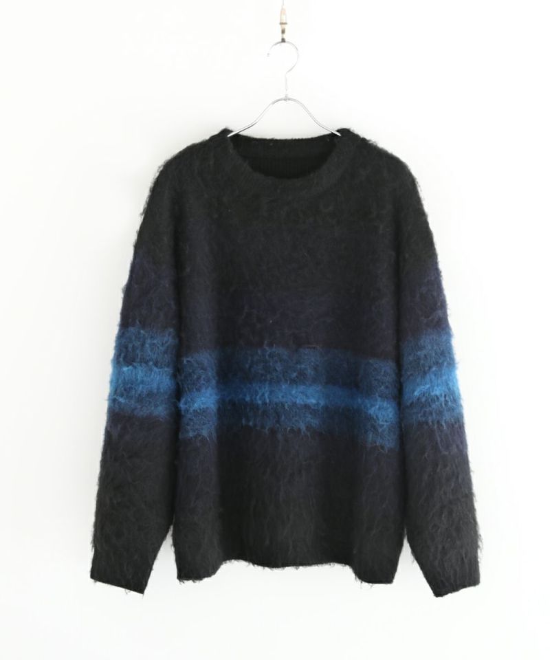 純日本製/国産 epic Border Gradation Mohair Knit ブルー M - トップス